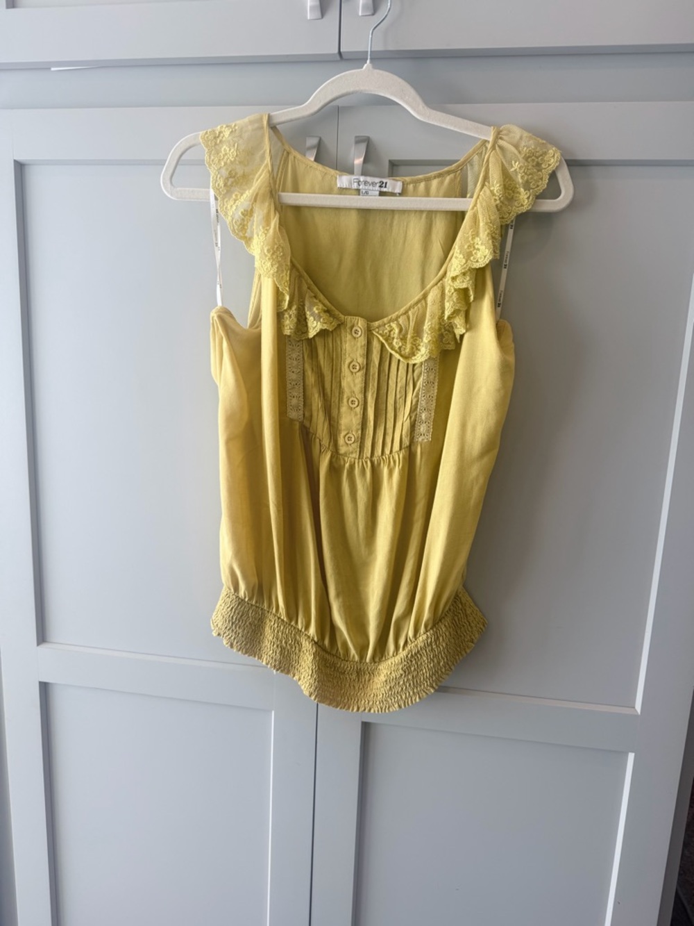 Boho Yellow Ruffle-Sleeve Tank Top